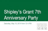 Shipley's Grant 7th Anniversary Party - Saturday, May 10, 2014 from 12:00 PM to 4:00 PM (EDT)