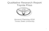 Toyota Prius Qualitative Research Report