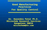 Good Manufacturing Practices For Quality Control