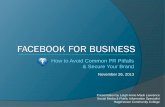 Facebook for Business: How To Avoid Common PR Pitfalls and Secure Your Brand