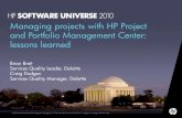Managing projects with HP Project and Portfolio Management Center: lessons learned