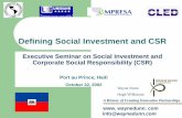 Wayne Dunn presents on Defining Social Investment and CSR at the Inter-American Foundation’s Executive Seminar on Social Investment and Corporate Social Responsibility, Port au Prince,