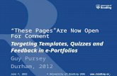“These Pages Are Now Open For Comment”: Targeting Templates, Quizzes and Feedback in e-Portfolios