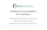 Wanted: Investors - Company Presentation for investors in Healthcare Sector