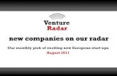 VentureRadar New European Startups August 2011