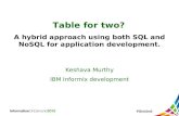 Table for two? Hybrid approach to developing combined SQL, NoSQL applications on IBM Informix.