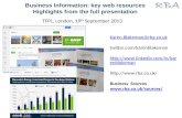Highlights: Business Information - key web resources