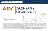 AIM 2013 IPO KEY HIGHLIGHTS