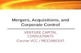 Mergers, Acquisitions, and Corporate Control
