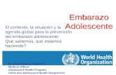 Embarazo Adolescente El contexto, la situación y la agenda global para la prevención del embarazo adolescente: Que sabemos, que estamos haciendo? Dr Alma.