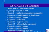 CSA A23.3-04 Changes NBCC load & combination factors c changes from 0.6 to 0.65 Clause 8 – load and combination to appendix Clause 10 – small changes to.