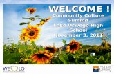 Community Culture Summit Lake Oswego High School November 3, 2011 WELCOME !