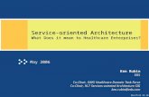 12/31/2013 11:20 AM Service-oriented Architecture What Does it mean to Healthcare Enterprises? May 2006 Ken Rubin EDS Co-Chair, OMG Healthcare Domain Task.