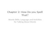 Chapter 2: How Do you Spell That? Words Skills: Language and Activities for Talking About Words.