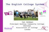 The English College System Ian Ashman Principal Hackney Community College Chairman Association of Colleges London.