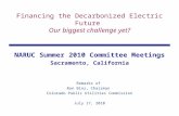 Financing the Decarbonized Electric Future Our biggest challenge yet? NARUC Summer 2010 Committee Meetings Sacramento, California Remarks of Ron Binz,