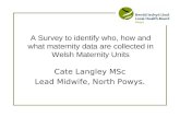 Cate Langley MSc Lead Midwife, North Powys. A Survey to identify who, how and what maternity data are collected in Welsh Maternity Units.