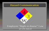 Hazard Communication Employee Right-to-Know Law 29 CFR 1926.59 4 2 W 3.