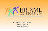 Introduction/Update 2002 Oct 15 New Orleans. HR-XML: the CPO data HR-XML: the other data HR-XML: the companies HR-XML: the organization.