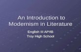 An Introduction to Modernism in Literature An Introduction to Modernism in Literature English III AP/IB Troy High School.