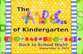 Back to School Night September 4, 2013 of Kindergarten The s.