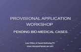 PROVISIONAL APPLICATION WORKSHOP PENDING BIO-MEDICAL CASES Law Office of David McEwing PC .