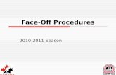 Face-Off Procedures 2010-2011 Season. Officials Stance Feet shoulder width apart Free hand at side Knees bent slightly Feet one foot from Face-off dot.