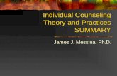 Individual Counseling Theory and Practices SUMMARY James J. Messina, Ph.D.