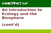 Chapter 50 An Introduction to Ecology and the Biosphere (contd)