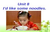 Unit 8 Id like some noodles. What does this little girl look like? She is short. She has short straight black hair. She has big eyes. She is in red.