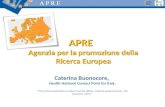 APRE Agenzia per la promozione della Ricerca Europea Caterina Buonocore, Health National Contact Point for Italy, Part of this presentation is taken from.