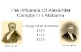 The Influence Of Alexander Campbell In Alabama Evangelist In Alabama 1839 1857 1859 1853, Age 65 1839, Age 51.