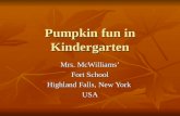 Pumpkin fun in Kindergarten Mrs. McWilliams Fort School Highland Falls, New York USA.