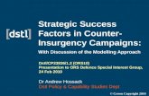 Strategic Success Factors in Counter- Insurgency Campaigns: With Discussion of the Modelling Approach Dstl/CP23836/1.2 (ORS10) Presentation to ORS Defence.