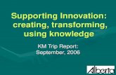 Supporting Innovation: creating, transforming, using knowledge KM Trip Report: September, 2006.