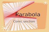 Parabola Conic section. Warm-up Graph the following parabola using: I Finding the solution of the equations (Factoring) II Finding the VERTEX (Using formula)