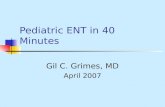 Pediatric ENT in 40 Minutes Gil C. Grimes, MD April 2007.