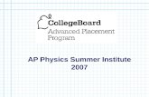 AP Physics Summer Institute 2007. PREPARING FOR THE AP PHYSICS EXAM Presented by: DOLORES GENDE.