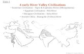 Unit 1 4 early River Valley Civilizations Sumerian Civilization - Tigris & Euphrates Rivers (Mesopotamia) Egyptian Civilization - Nile River Harappan.