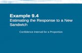 Example 9.4 Estimating the Response to a New Sandwich Confidence Interval for a Proportion.