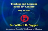 International Center for Leadership in Education Dr. Willard R. Daggett Teaching and Learning in the 21 st Century May 30, 2007.
