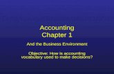 Accounting Chapter 1 And the Business Environment Objective: How is accounting vocabulary used to make decisions?