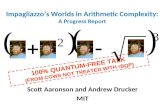 Impagliazzos Worlds in Arithmetic Complexity: A Progress Report Scott Aaronson and Andrew Drucker MIT 100% QUANTUM-FREE TALK (FROM COWS NOT TREATED WITH.