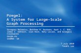 Pregel: A System for Large-Scale Graph Processing Grzegorz Malewicz, Matthew H. Austern, Aart J. C. Bik, James C. Dehnert, Ilan Horn, Naty Leiser, and.