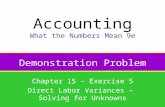 Demonstration Problem Chapter 15 – Exercise 5 Direct Labor Variances – Solving for Unknowns Accounting What the Numbers Mean 9e.
