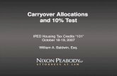 Carryover Allocations and 10% Test IPED Housing Tax Credits 101 October 18-19, 2007 William A. Baldwin, Esq.