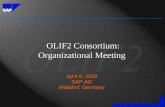 OLIF2 Consortium: Organizational Meeting April 6, 2000 SAP AG Walldorf, Germany.
