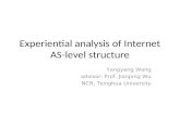 Experiential analysis of Internet AS-level structure Yangyang Wang advisor: Prof. Jianping Wu NCR, Tsinghua University.