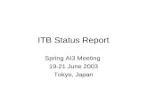 ITB Status Report Spring AI3 Meeting 19-21 June 2003 Tokyo, Japan.