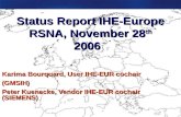 September, 2005What IHE Delivers Status Report IHE-Europe RSNA, November 28 th 2006 Karima Bourquard, User IHE-EUR cochair (GMSIH) Peter Kuenecke, Vendor.